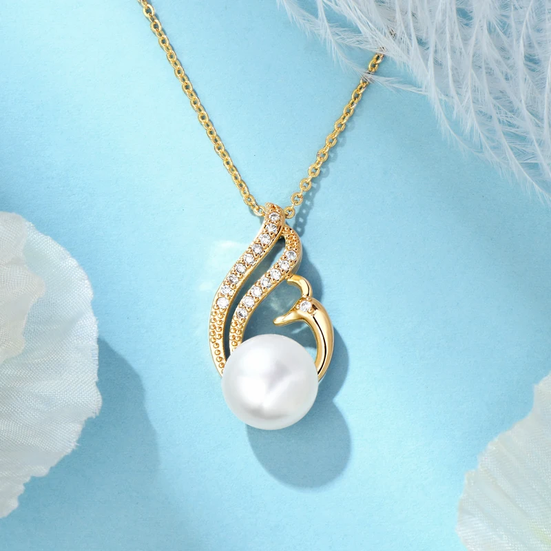 

Anziw 14K Gold Filled 9-9.5mm Natural Freshwater Pearl Necklace For Women 1.3mm&1.0mm Zircon Necklace Anniversary Accessories