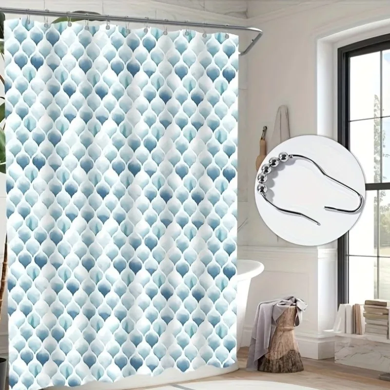 Anti-Fall Gourd Shape 22 pcs Shower Curtain Rings, Smooth Rolling Ball, Shower Curtain Liner & Closet Hanging, Easy Install