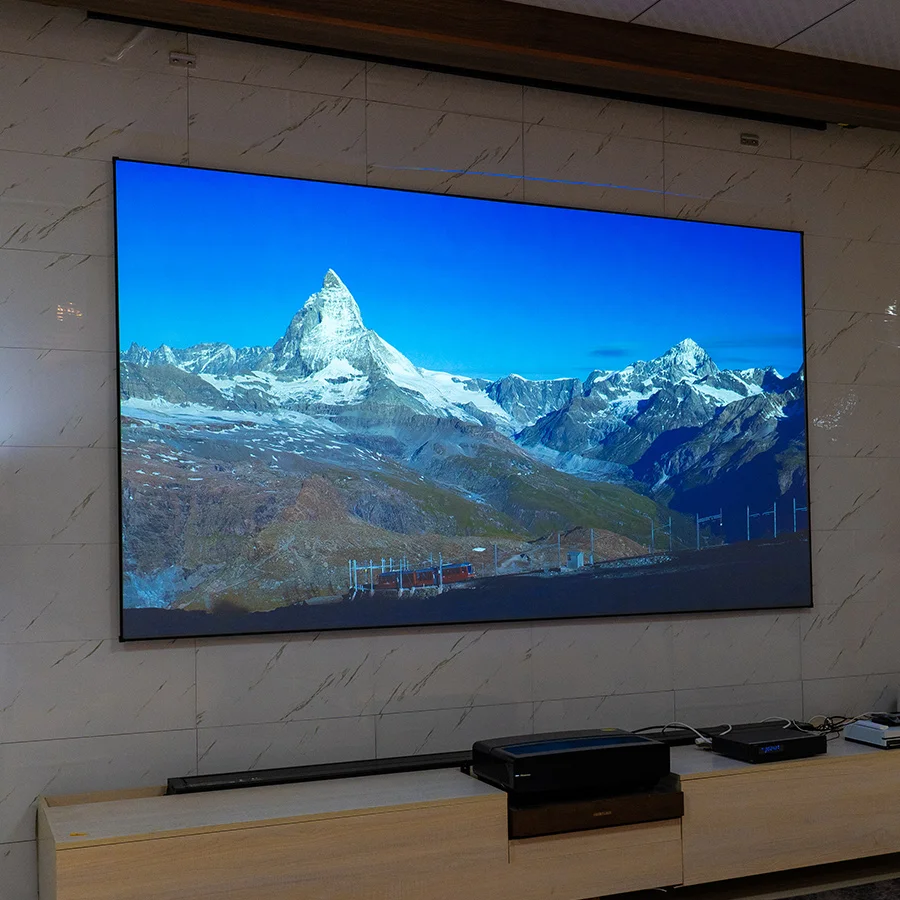 Hot Selling 120 inch 3D 8K ALR CLR UST Ceiling Ambient Light Rejecting Frame Projection Screen for Ultra Short Throw Projector