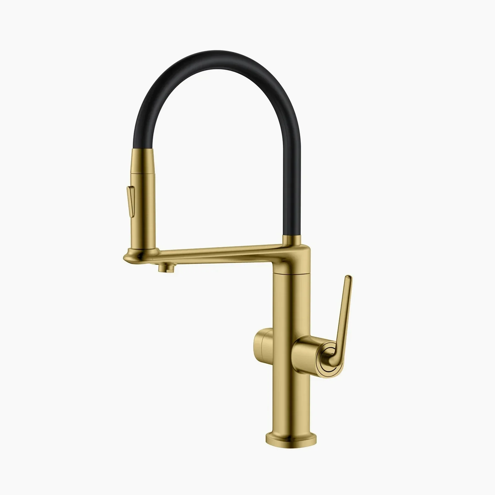 Brushed Rose Gold Kitchen Faucet Pull Down Sprayer 3 in 1 Rotatable Brass Sink Tap