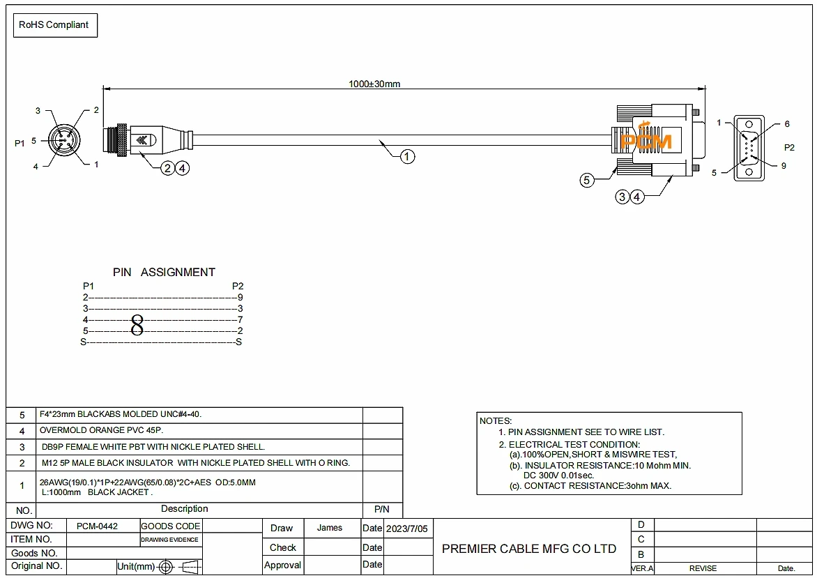 IP67 M12 A-code 5-pins mannelijk naar DE-9 D-sub DB9 adapterkabel voor RS232 CANopen CAN Bus N2K DeviceNet Sensor PLC Barcodescanner