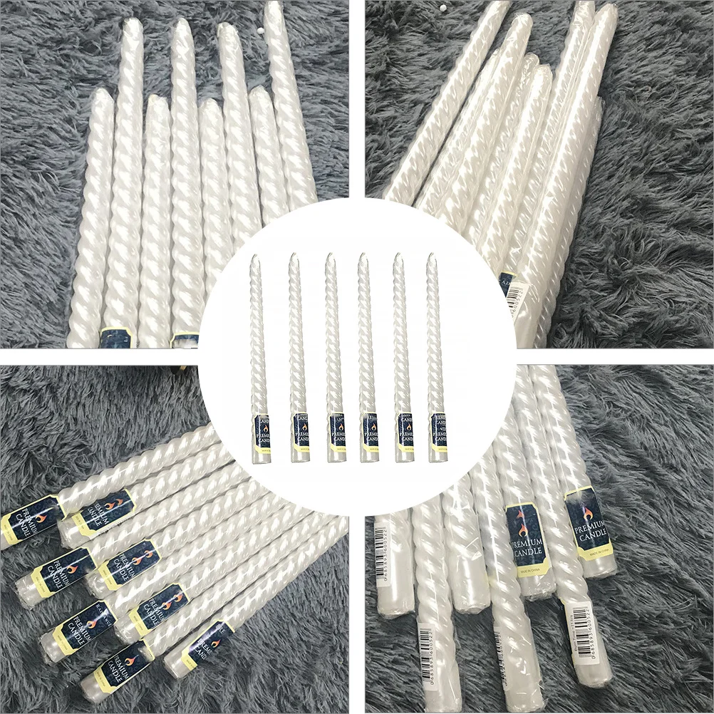 

6pcs Pearl White Thread Long 25Cm European Style Smokeless Oil-Free Paraffin Wax For Home Decor Wedding Party Portable