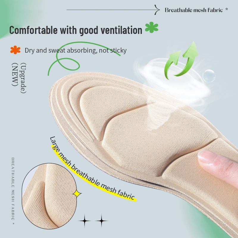 1 Paar 7 In 1 Memory Foam Inlegzolen Vrouwen Hoge Hakken Inlegzolen Antislip Cutable Binnenzool Comfort Ademend Voetverzorging Pads