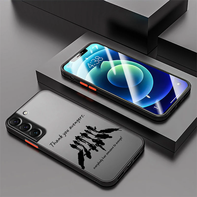 เคสโทรศัพท์ลาย Marvel Avengers Black Edge Shell สำหรับ Samsung Galaxy S20 S23 Ultra S22 Plus S10 S21 FE S9 S25 S24 S21