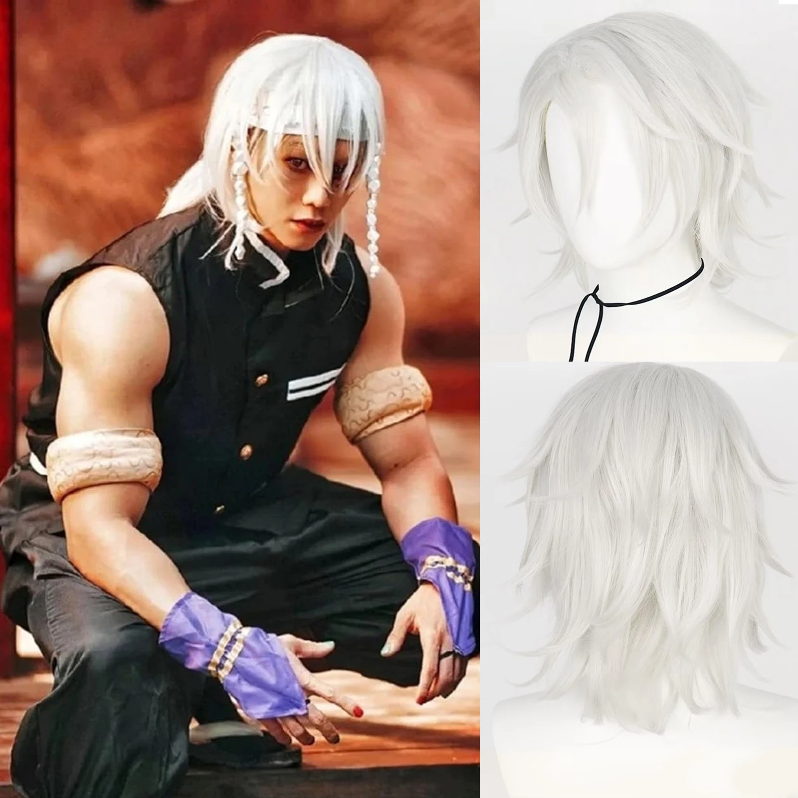 

Synthetic Hair Long Straight Silvery White Cosplay Wig for Halloween Thanksgiving Day Christmas
