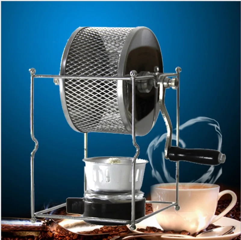 New DIY Manual Coffee Roaster, Hand-Cranked Stainless Steel Drum Roasting Machine for Home Use, Green Coffee Bean Baker