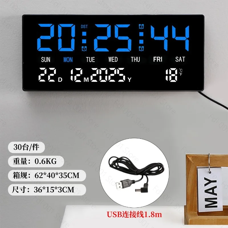 Digital electronic clock wall-mounted digital English large led screen with temperature clock perpetual calendar wall clock