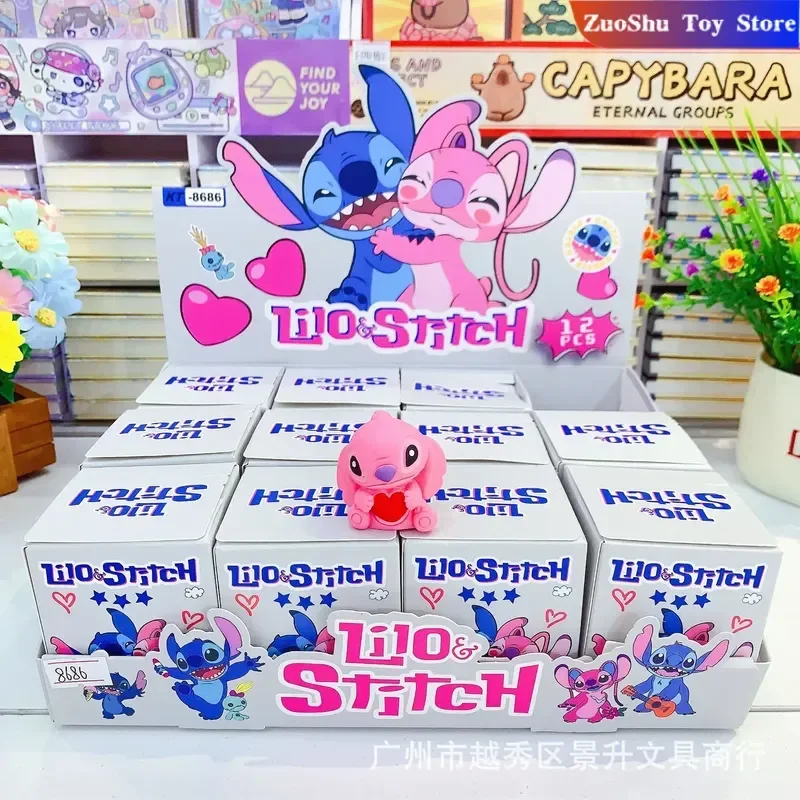

Stitch Figure Cartoon Blue Pink Stitch Blind Box Dolls Anime Toys Lilo Stitch Toys Christmas Gifts For Kids Angel Model Ornament