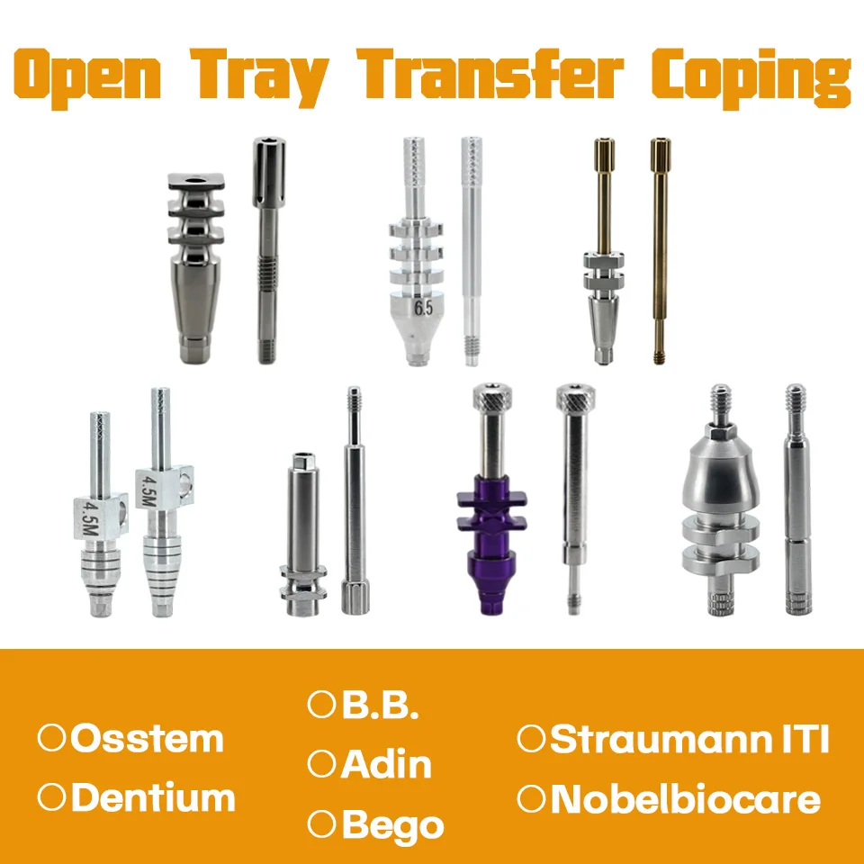 Open Tray Impression Coping Set Fit Osstem Straumann Nobel Biocare Bego Titanium Dental Implant Transfer Component 10Pcs