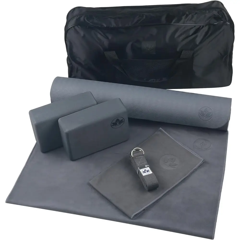 Complete 7-Piece Yoga Kit: Cushioned Mat, Blocks, Strap, Towels & Bag for Men & Women