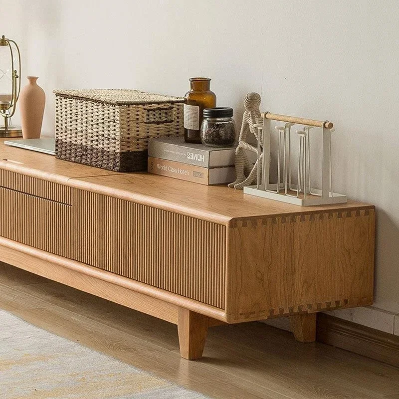 チェリーウッドレーザーTVキャビネット、多機能オーディオビジュアルキャビネット、ブラックウォールナット伸縮式プロジェクターフロアキャビネット