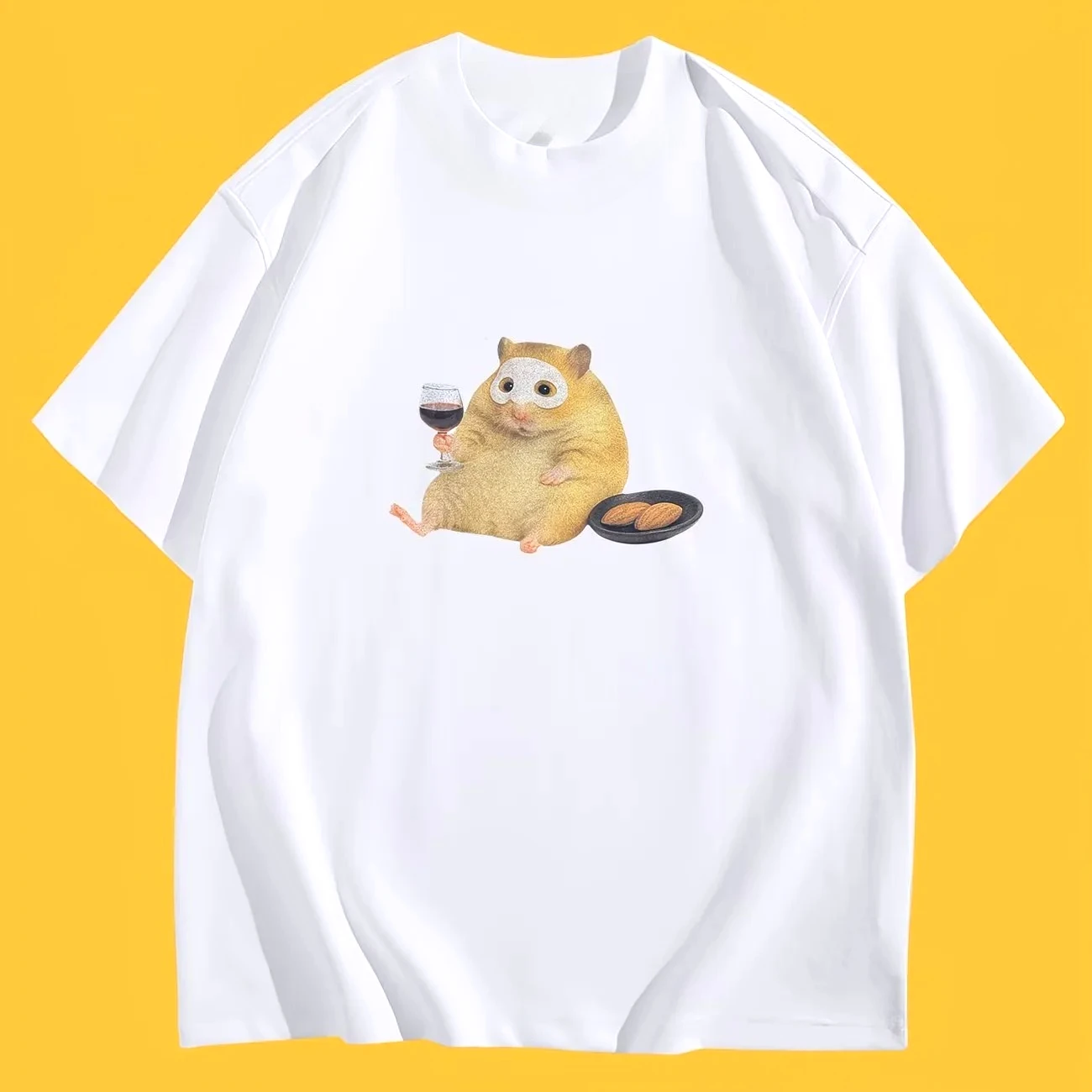 Kawaii Hamster Mask T-Shirt Aesthetic Animal Graphic Tee Summer Short Sleeve Harajuku Cute Pet Lover Gift Trendy Girl Sale Tops