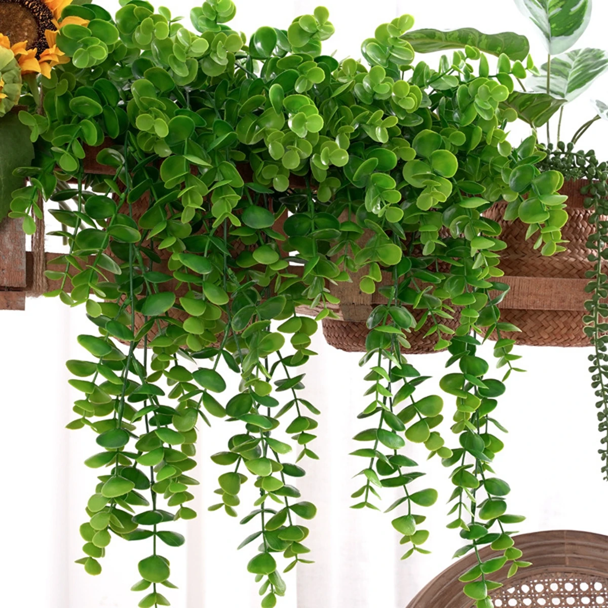 1/4PCS Artificial Plants Eucalyptus Vine Christmas Tree Home Room Outdoor Garden Wedding Weath Decora Hanging Cheap Fake Flowers