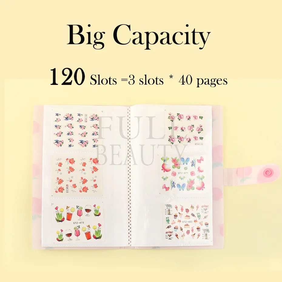 120/80 Piece Nails Storage Book For Water Stickers Large Capacity Nail Art Picture Card Album Empty Manicure Shelf Accessory TZB