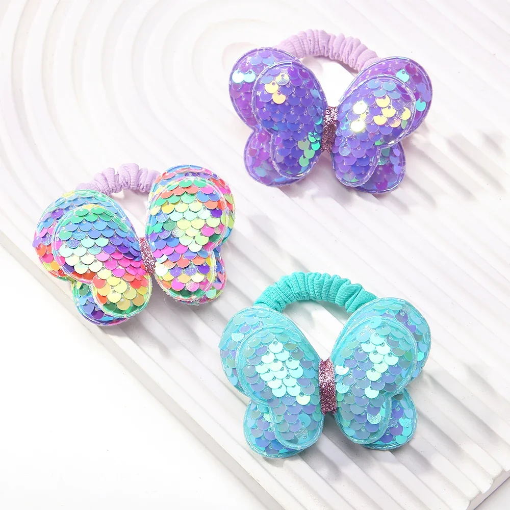 1Pieces Cute Children\'s Hair Band New Headwear  Sequins Bows Hair Rope Accessories for Girls Kids Hair Accessories