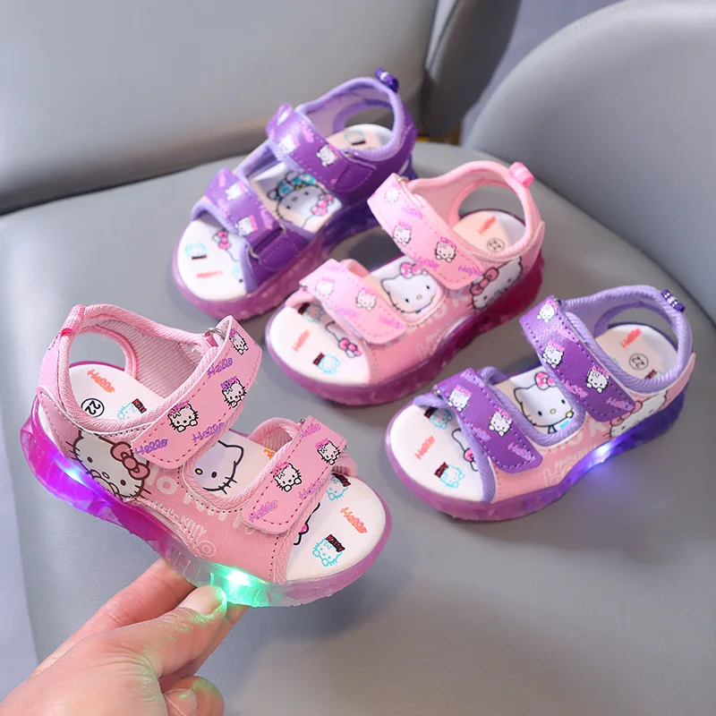 Estate bambina moda cartone animato Hello Kitty sandali sportivi leggeri a led scarpe casual da esterno antiscivolo per bambini scarpe da studente