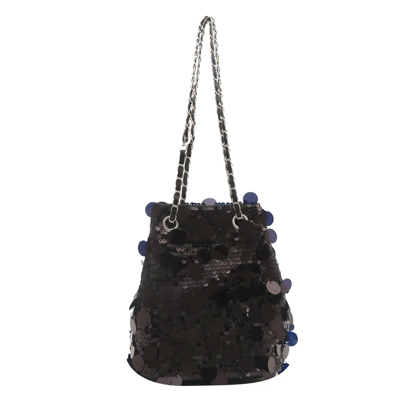 Fashion Trend Sequin Chain Single Shoulder Crossbody Bag Large Capacity Bucket Bag