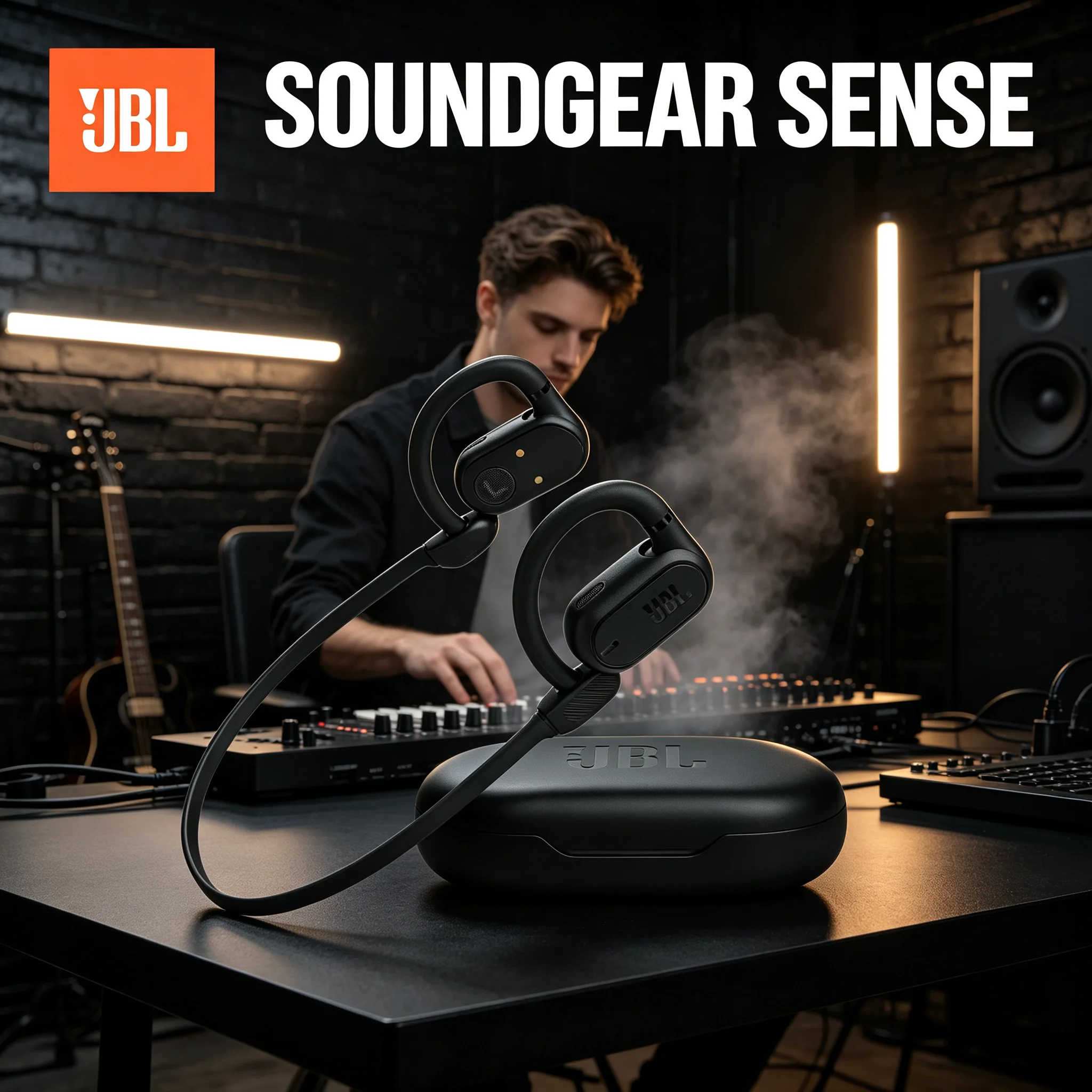JBL Soundgear Sense Wireless Open Ear Earphones, IP54 Dust Splash Resistant, Built-in Mic, Long Battery Life with Charging Case