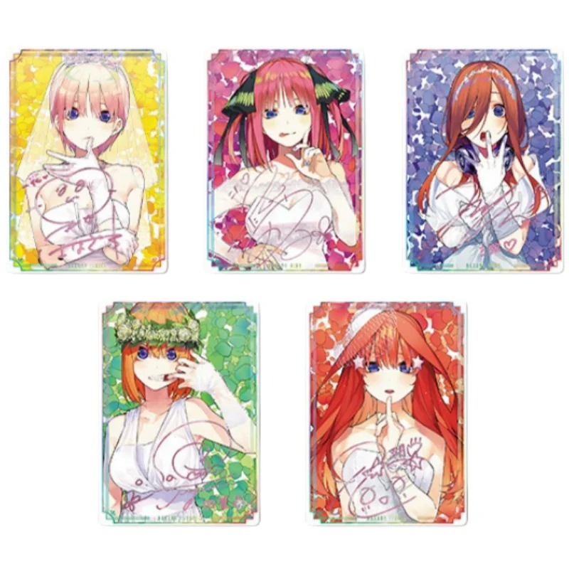 5Pcs/set The Quintessential Quintuplets Wedding Dress Series Hot Stamping Signature Card Color Flash Anime Game Collection Card