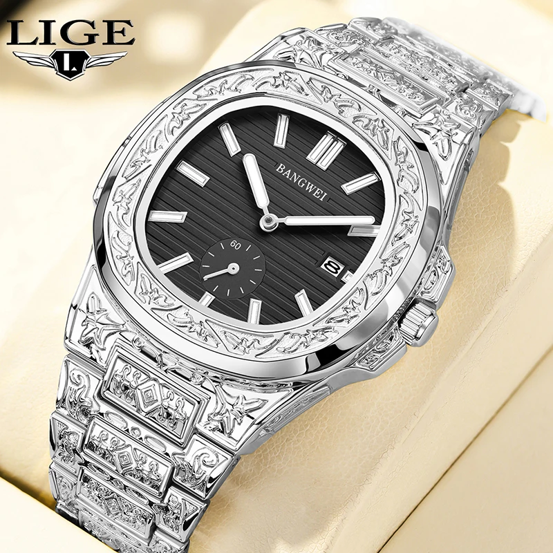 

BANGWEI Men Watch LIGE Top Brand Luxury Waterproof Square Quartz Watches For Men Casual Outdoor Sports Chronograph Montre Homme