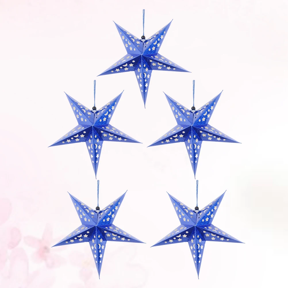 

5Pcs Paper Star Lampshade Pentagram Shape Hanging Party Home Decor Wedding Christmas Lighting Effect