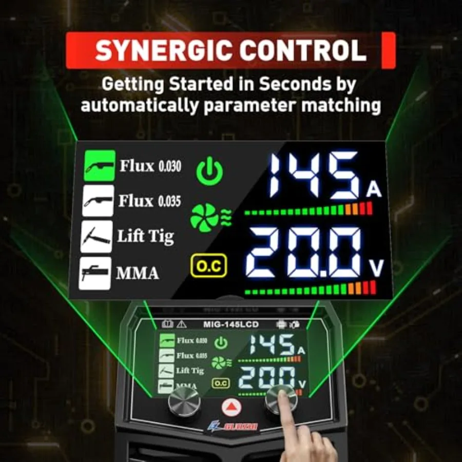 145A MIG Welder 3 in 1 Multi-Process Welding Machine for Home and Workshop Use with FLUX MIG/Lift TIG/ARC Welding Capabilities