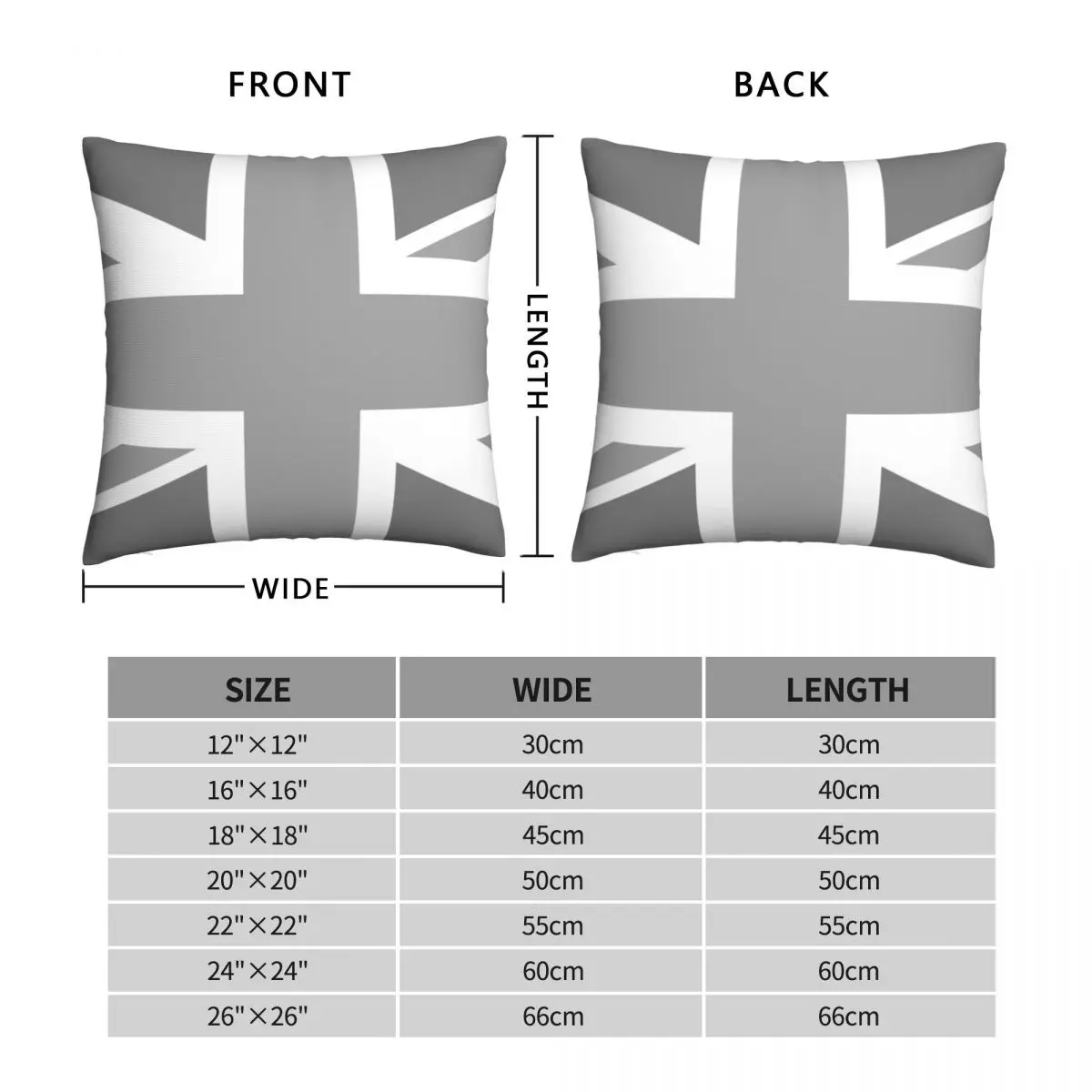 Union Jack Flag In Grey And White Square Pillowcase Polyester Linen Velvet Pattern Zip Decor Pillow Case Bed Cushion Cover