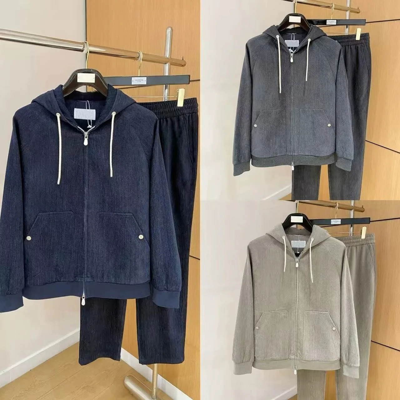 Italian autumn and winter new old money wind blended suit hooded embroidered jacket casual trousers view 4