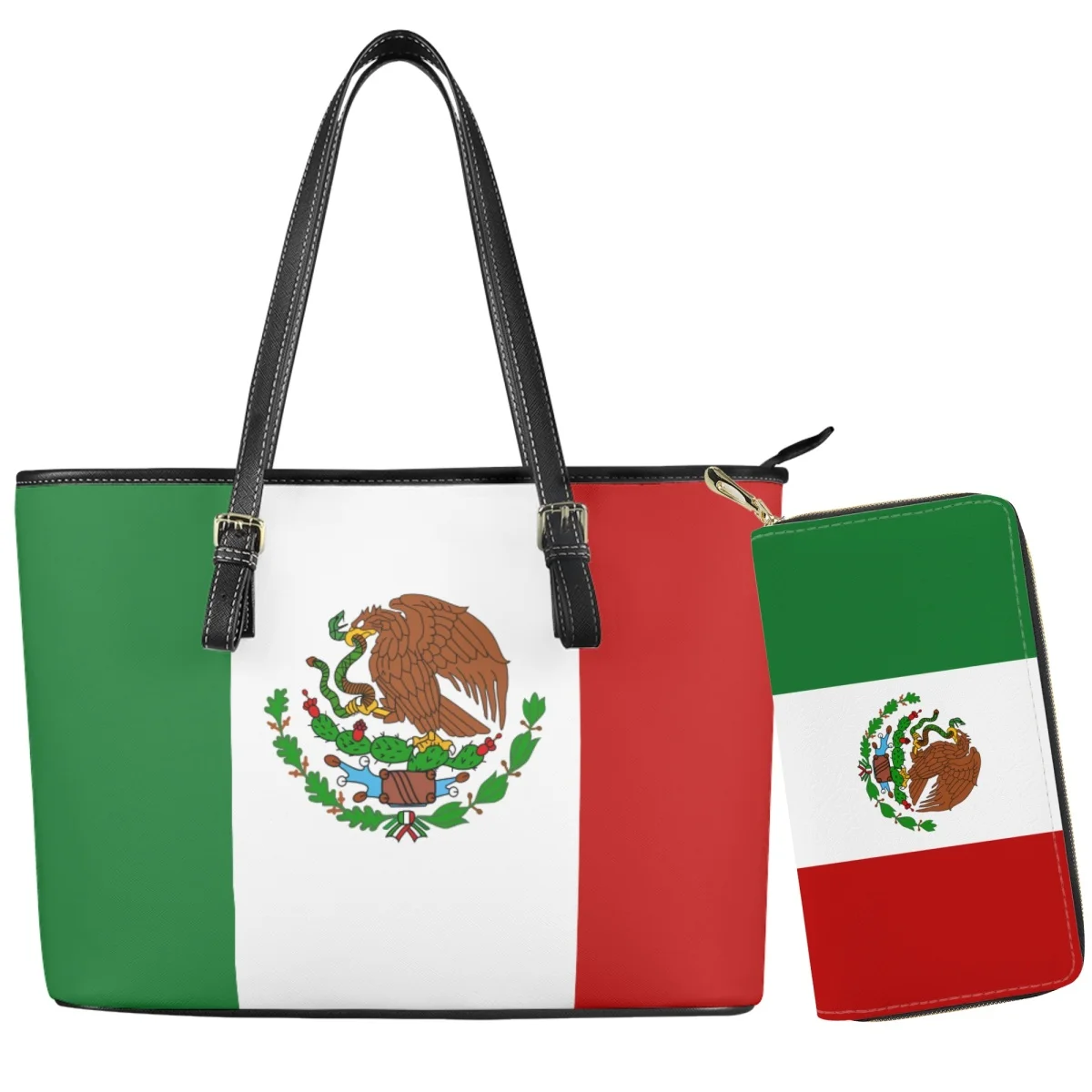 Mexico National Emblem Flag Print Woman Handbag Large Capacity Internal Pocket Mezzanine Satchel Wallet Easy To Carry Saddle Bag