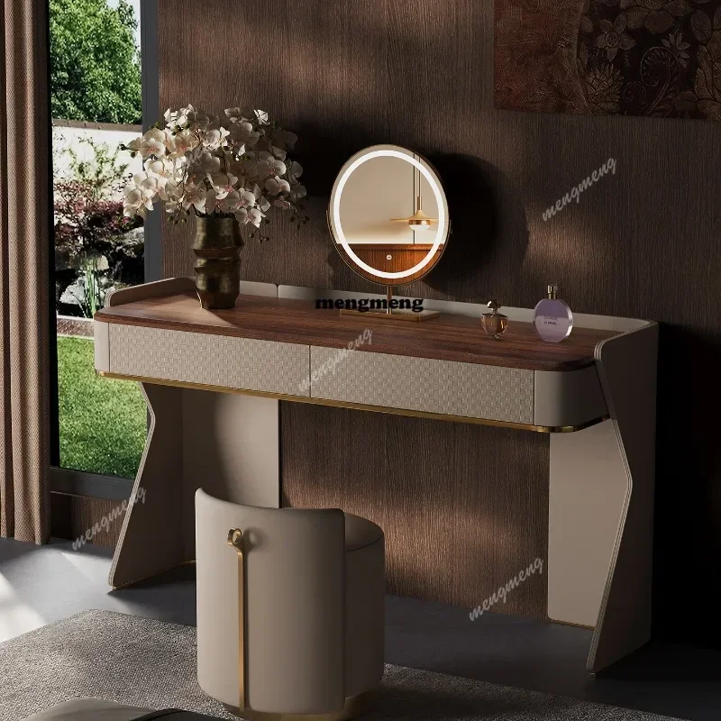 

Light luxury dresser, bedroom makeup table, new, minimalist walnut solid wood high-end dresser