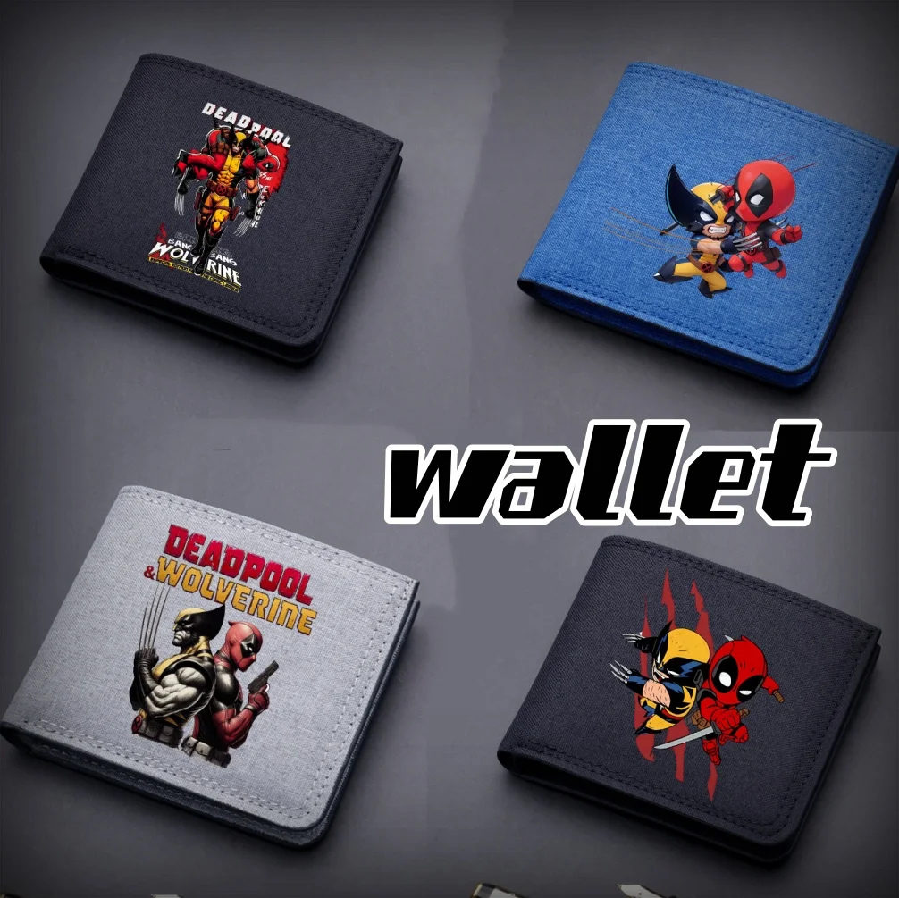 

Marvel Spider-Man Wallet Anime Peripheral Wolverine Short Canvas Cartoon Zipper Ultra-Thin Mini Wallet Men's Birthday Gift