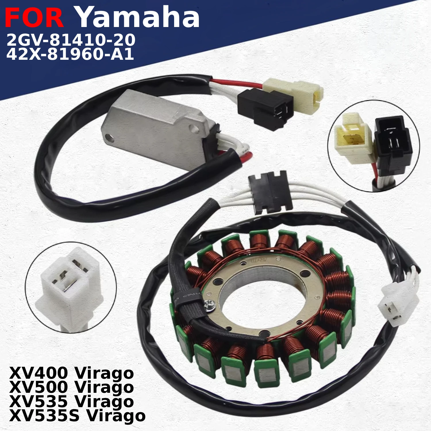 Stator Coil + Stabilized Rectifier Set For Yamaha XV400 XV500 XV535 XV535S Virago 1988-1996 2GV-81410-20 42X-81960-A1 Moto Parts