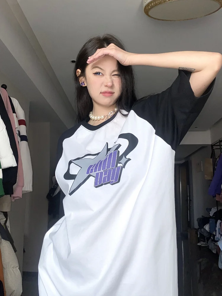 Y2K Korean Vintage Streetwear Casual Acubi Harajuku Egirl Short Sleeve T-Shirts Grunge Aesthetics Oversized Tees Tops Clothes