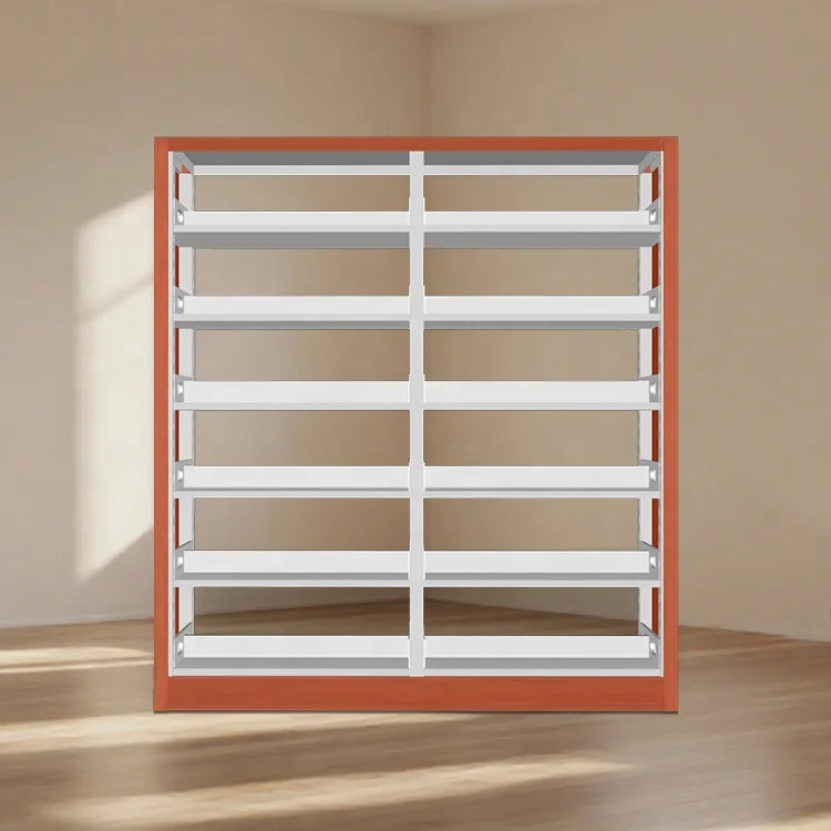 Affordable Bookshelf Wood Metal for School Office Steel and Wood Library Furniture Wood and Metal Bookcase