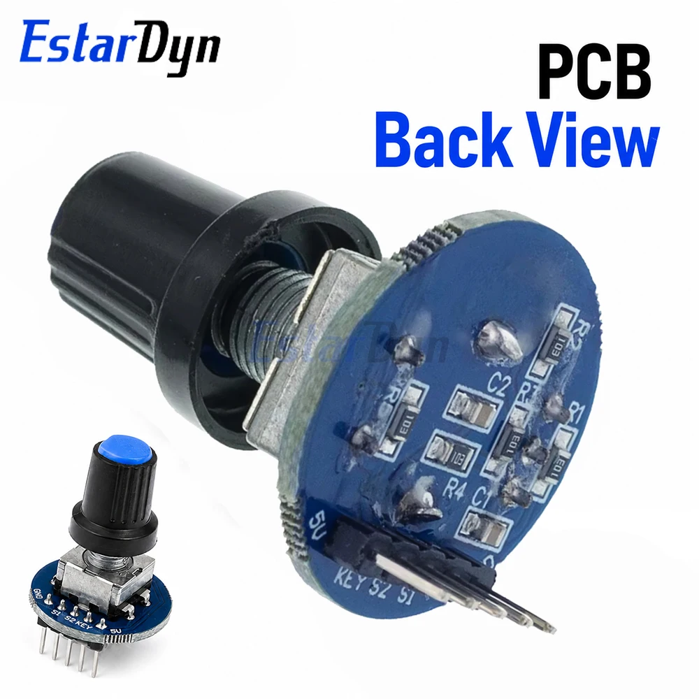 Estardyn 2PCS Rotary Encoder Module Brick Sensor Development Round Audio Rotating Potentiometer Knob Cap EC11