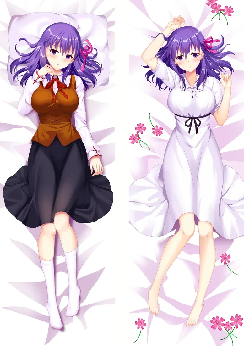 180cm Game Anime Pillow Case Pillowcase Hugging Body Dakimakura Cover Cute Purple Hair Printing Pillows