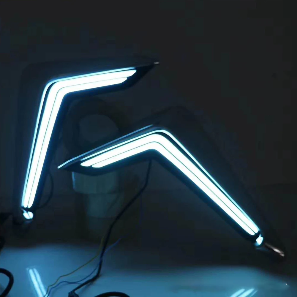 

2 шт. для Toyota Alpha Alfa-Romeo 2019-2020 с желтыми и синими трехцветными дневными ходовыми огнями