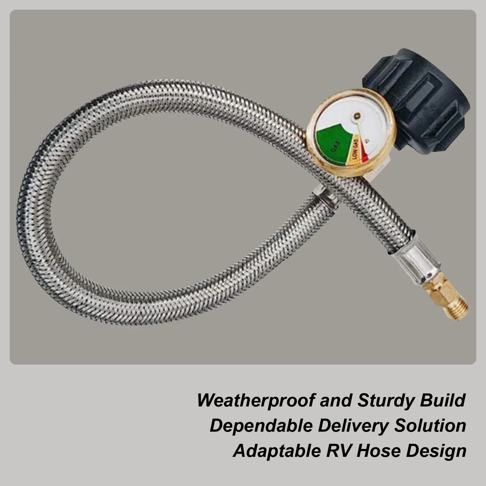 

RV Gas Hose with Gauge RV Replace Gas Hose with Pressure Gauge 15 Inch Cookware Accessories with Real-Time Display for Mobile