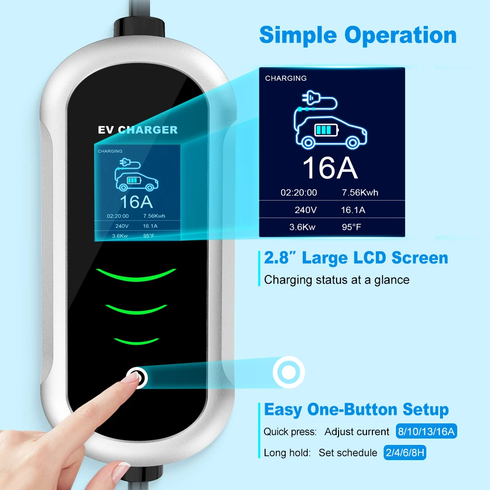 JDMEX 3.5kw Type1 Portable EV Charger 7M Cable With NEMA 6-20P Plug J1772 Charger For Electric Car  EVSE Charging 16A EV Charger