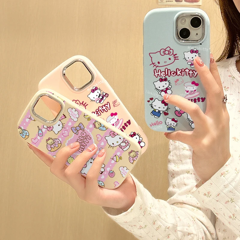 Sanrio Cute Hello Kitty Phone Case For Samsung Galaxy S24 S23 S22 S21 S20 Ultra Plus FE 4G 5G Shockproof Soft Silicone Cover