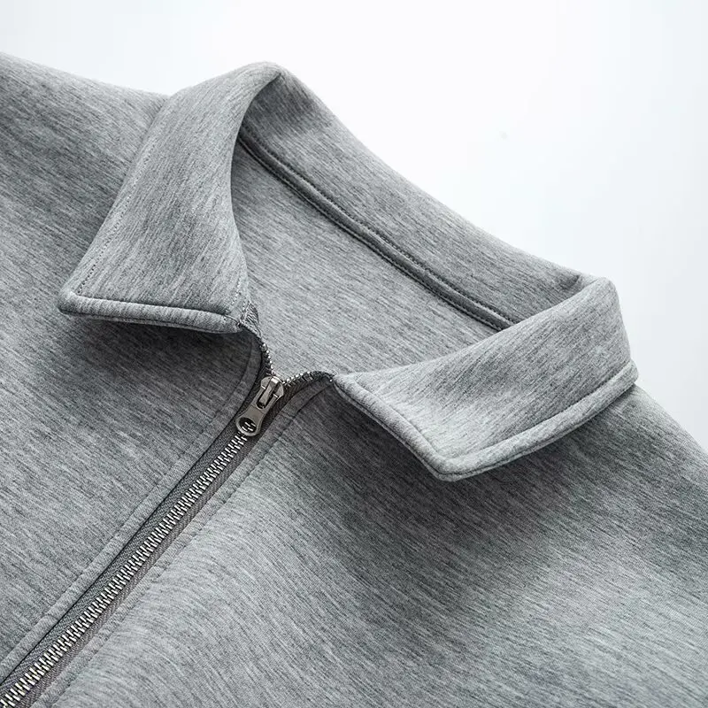 여성 봄 그레이 폭격기 Jackeet 블랙 아웃웨어 폴로 지퍼 겉옷 Jaqueta 레트로 솔리드 캐주얼 루즈 긴 소매 탑 여성