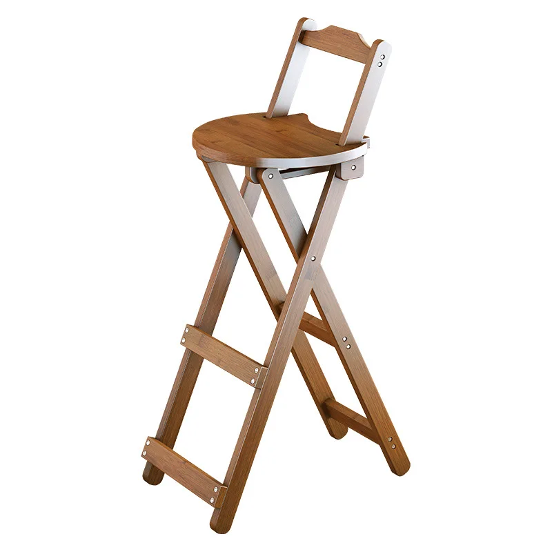 Simple Dining Chair  Art Student Dormitory Stool Multi-functional High Stool Bamboo Foldable Bar Chair for Versatile Use