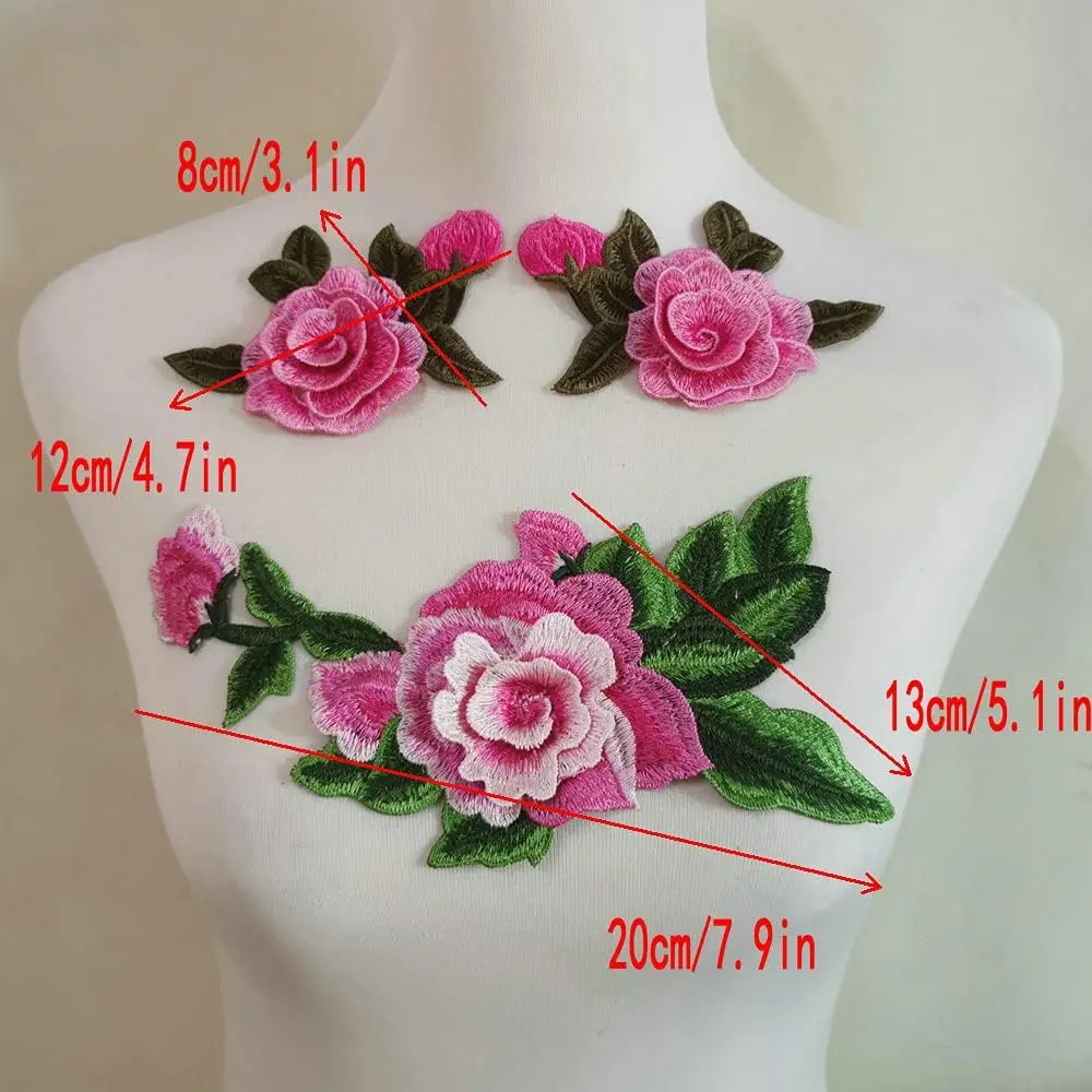 Pink Flower Patch For Repair Decoration Appliques