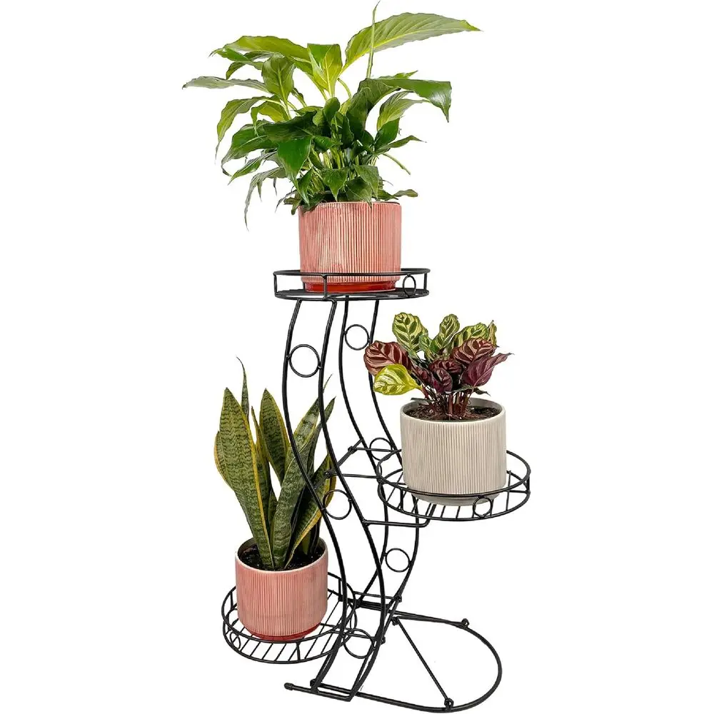 

Cyard Three lower Pot Collapsible Plant Stand. No Assembly Required. Tiered Metal Plant Stand, Tri Level Planter Stand, Indoor O
