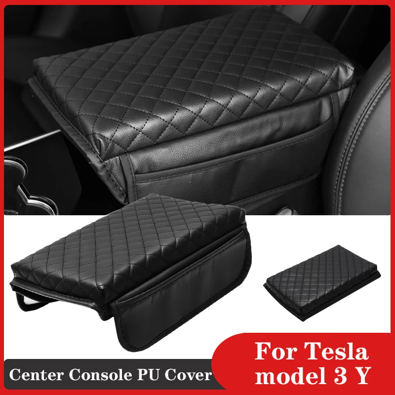 

Center Console PU Cover Armrest Cushion Scratch Resistant Faux Leather Protector For Tesla Model 3 Model Y 2023 Accessories