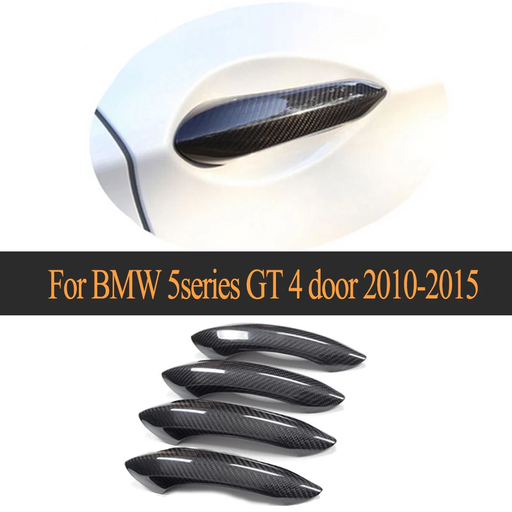 Carbon Fiber Car Door Handle Bar Trims Cover For BMW 5 Series GT 4 Door 2010-2015 Non LED Handle 4pcs