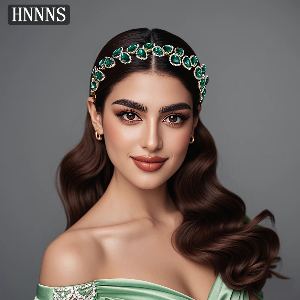 

TOPQUEEN Роскошный свадебный винтажный головной убор с зелеными стразами ручной работы, модная женская повязка на голову для банкетов и танцев YXA92