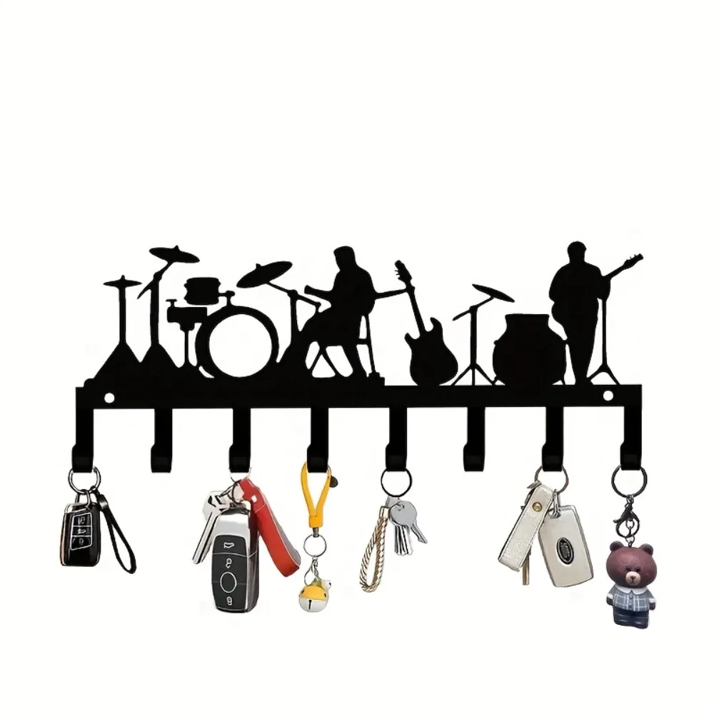 1 Stück Schwarzer Metall-Rockband-Haken zum Aufhängen von Kleidung und Schlüsselanhängern für Schlafzimmer/Wohnzimmer/Büro und als Geschenke für die Feiertage