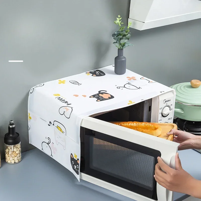 Waterproof Microwave Oven Covers Grease Proofing Storage Bag Double Pockets Dust Covers Microwave Oven Hood Kitchen Accessories