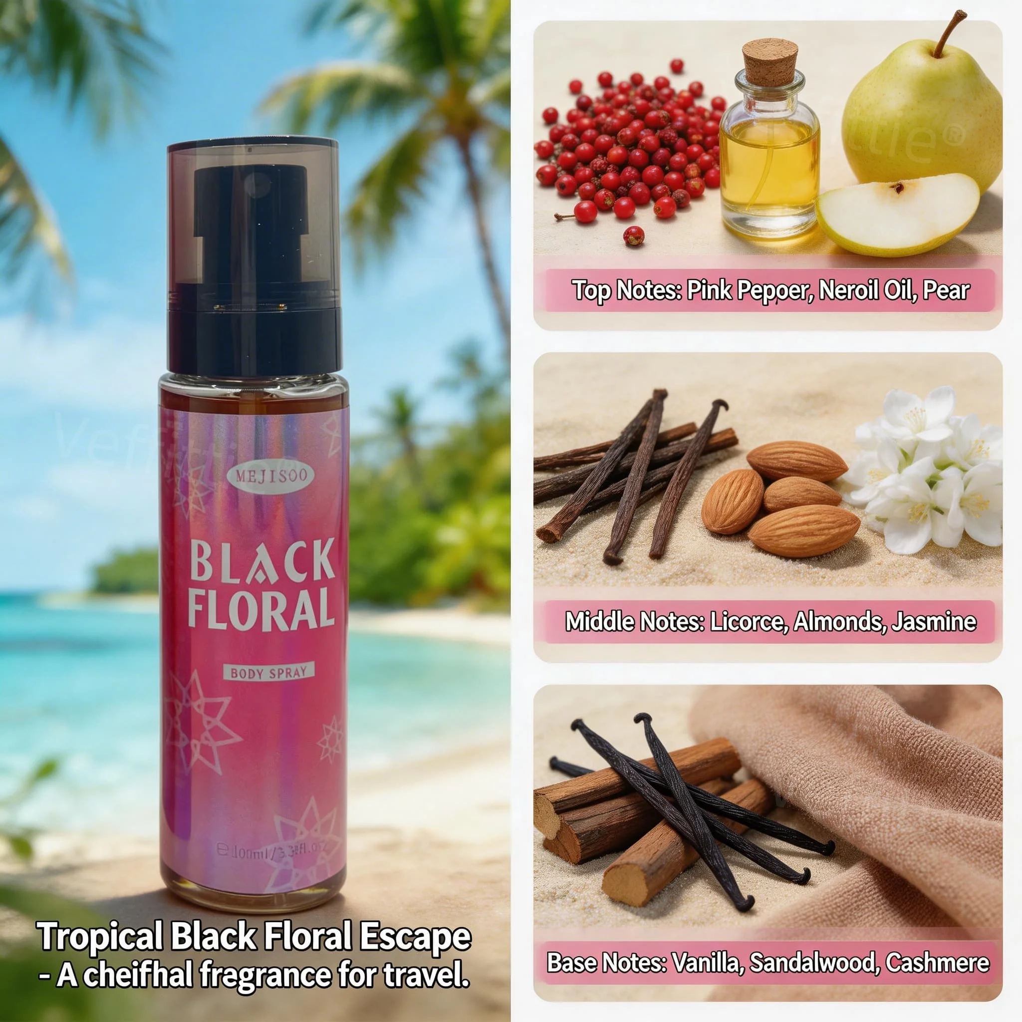 Luxe Noir Floral Woody Body Mist, lang anhaltendes würzig-fruchtiges Aroma, Premium-Duft für den täglichen Gebrauch, eleganter Duft für raffinierte Momente im Lifestyle_voghion.com